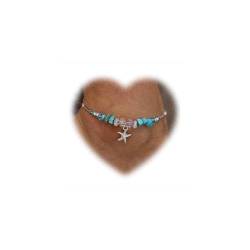 Crymystal Bohemian Style Seestern Anhänger Fußkettchen Türkis Fußkettchen Blue Perlen Fußkettchen Armband Sommer Strand Perlen Fußkettchen Ornamente für Frauen und Mädchen von Crymystal