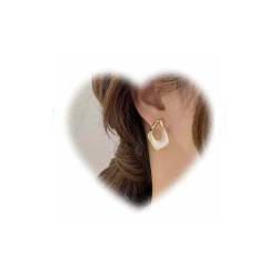 Crymystal Französisch Vintage ovale weibliche Ohrringe Einfache Emaille Ohrringe Goldene ovale Ohrstecker Ausgehöhlte ovale Anhänger weibliche Ohrringe Geschenk von Crymystal