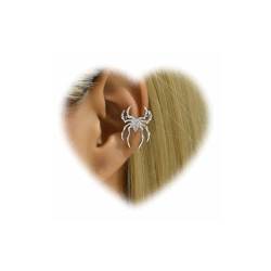 Gothic Spinne Ohrringe Silber Spinne Ohrringe 3D Spinne Ohrringe Weiß Diamant Spinne Ohrringe Übertreibung Spinne Ohrringe Cosplay Halloween Ohrringe Schmuck Geeignet für Frauen Geschenke (Style;A) von Crymystal