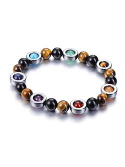 CrystalTears 7 Chakren Armband Dreifacher Schutz Tigerauge, Obsidian, Magnet Perlenarmband für Entgiftung Schwellung Reiki Healing Talisman spirituelle Geschenke von CrystalTears