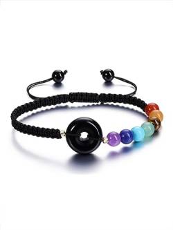 CrystalTears 7 Chakren Armband verstellbar Heilende Kristalle Perlenarmband mit Dounut Obsidian Anhänger Reiki Talisman spirituelle Geschenke von CrystalTears