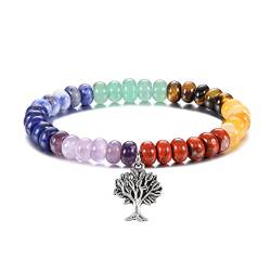CrystalTears Chakra Steine Armband Damen 7 Chakren Perlenarmabnd mit Lebensbaum Pandent Heilsteine Kristalle Bracelet spirituelle Geschenke von CrystalTears