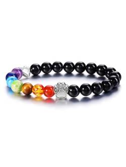 CrystalTears Obsidian Armband Damen 8mm Beads Hündchen Katze Perlenarmband mit echte Chakra Steine Reiki Talisman spirituelle Geschenke von CrystalTears