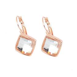 Crystalline Azuria Kristalle Weiß Rhombus Quadrat Leverback Ohrhänge Ohrringe 18 kt Rosé Vergoldet für Damen von Crystalline Azuria