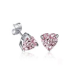 Crystalline Azuria Liebe Herzen Ohrstecker Ohrringe mit Rosa Zirkonia Kristalle 18 kt Weiß Vergoldet für Damen und Mädchen von Crystalline Azuria