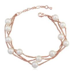 Crystalline Azuria Strangarmband Armband mit Kristallen Weiße simulierte Perles 18 kt Rosé Vergoldet für Damen 20 cm von Crystalline Azuria