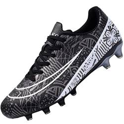 Csgkag Fußballschuhe Herren Trainingsschuhe Professionelle Stollen Spikes Cleats Jungen Kunstrasen Fussballschuhe Outdoor Sport Football Schuhe,Schwarz,EU45 von Csgkag