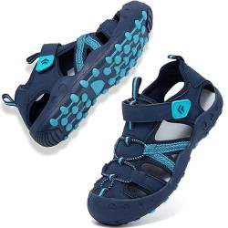 Csgkag Sandalen Jungen Mädchen Sport Outdoor Sandalen Geschlossene Sommer Beach Geschlossene Strandschuhe Trekkingsandalen,Blau,EU28 von Csgkag