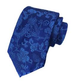 Ctskyte Herren-Krawatte, einzigartige Drachen-Pfingstrosen-Stickerei, gewebt, luxuriös, Hochzeit, formelle Krawatte, Geschenk, Königsblau, Einheitsgröße von Ctskyte