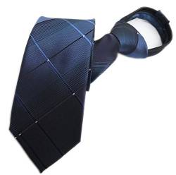 Herren-Krawatte mit Reißverschluss, für Business, Hochzeit, einfarbig, kariert, gestreift, schmal, vorgebunden - Blau - Einheitsgröße von Ctskyte