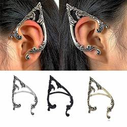 Cubahop 1-Paar Vintage Elfen Ohr Manschetten Piercing Ohr Manschette Ohrringe Kletterer Ohr Wrap Gothic Übertriebenen Ohrring für Frauen und Mädchen (Silber) von Cubahop