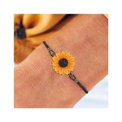 Cubahop Boho Sonnenblumen Armbänder Freundschaft Vintage Gold Hand Zubehör Schmuck für Frauen und Mädchen von Cubahop