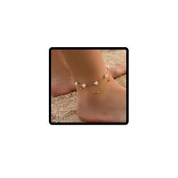 Cubahop Doppelschicht Strand Bling Kristall Knöchel Armbänder Sommer Fuß Zubehör Schmuck für Frauen und Mädchen (Gold) von Cubahop