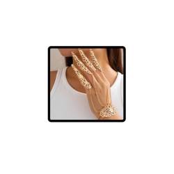 Cubahop Halloween Gothic Metallkette Voller Finger Armband Kralle Blume Nagel Armband Hand Zubehör für Frauen und Mädchen (Gold) von Cubahop