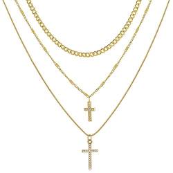 Cubahop Layered Liebe Kreuz Choker Halsketten Kragen Kristall Anhänger Halskette Kette Schmuck für Frauen und Mädchen (B) von Cubahop