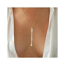 Cubahop Sparkle Kristall Brust Kette BH Bikini Kette Harness Körper Kette Sommer Strand Nachtclub Schmuck Einstellbar für Frauen und Mädchen (Gold) von Cubahop