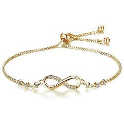 Cubahop Strass Infinity Tennis Armbänder Freundschaft Hand Zubehör Schmuck für Frauen und Mädchen (A-Gold) von Cubahop