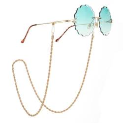 Cubahop Twist Pearl Sonnenbrille Kette Einfache Kristallperlen Gläser Kette Gläser Zubehör Dekor für Frau und Mädchen (B-Gold) von Cubahop