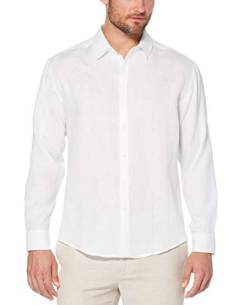 Cubavera Essentielles Herren-Hemd aus 100% Leinen, mit Ösen-Detail, Bright White, Groß von Cubavera