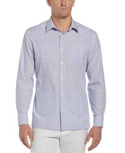 Cubavera Herren Collection Long Sleeve Cotton Dobby Stripe Guayabera Shirt Hemd, Tiefe Periwinkle, Mittel von Cubavera