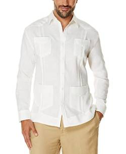 Cubavera Herren Guayabera 100% Leinen mit Vier Taschen, langärmelig, Knopfleiste (Größe S – 5X Big & Tall) Hemd mit Button-Down-Kragen, Helles Weiß, 4X-Large von Cubavera
