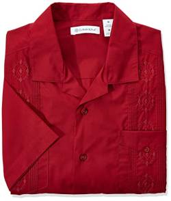 Cubavera Herren Guayabera Herrenhemd, Bestickt, kurzärmelig, Button-Down, Bequeme Passform (Größe S-5X Big & Tall) Hemd, Biking Red, XXL von Cubavera