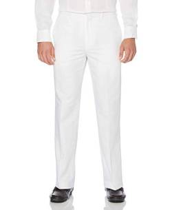 Cubavera Herren Hose aus Leinen und Baumwolle, Fischgrätenmuster, Flache Vorderseite Freizeithose, Bright White, 38W x 29L von Cubavera