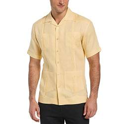 Cubavera Herren Kurzärmeliges Guayabera-Leinen Hemd mit Button-Down-Kragen, Bananenkrepp, XL von Cubavera