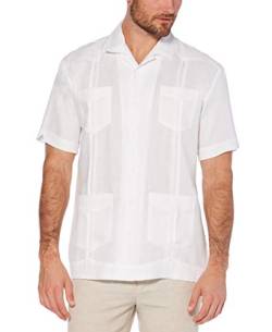 Cubavera Herren Kurzärmliges Guayabera aus 100% Leinen Hemd mit Button-Down-Kragen, Bright White, 3XL von Cubavera