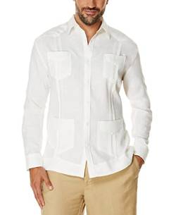 Cubavera Herren Langärmeliges Guayabera-Shirt aus 100% Leinen Hemd mit Button-Down-Kragen, Bright White, 3XL von Cubavera