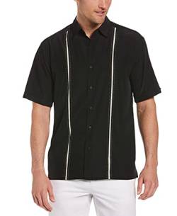 Cubavera Herren Short Sleeve Insert Panels with Pick Stitch Shirt Hemd, Jet Black, 3XL Größen Tall von Cubavera