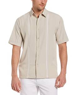 Cubavera Herren Short Sleeve Insert Panels with Pick Stitch Shirt Hemd, Silberfarbenes Futter, Klein von Cubavera