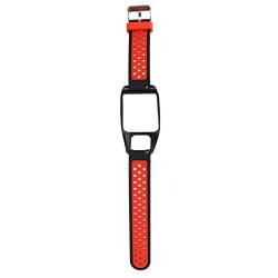 Smartwatch-Armband, kompatibel mit TomTom Runner3 Adventurer, Silikon-Armband, zweifarbig, Ersatzband mit Dornschließe, Schwarz / Rot von Cuifati