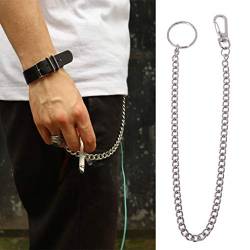 Cuigu Hosenkette Hip Hop für Herren, Hose, Schlüsselanhänger, Rock Gothic, Jeans, Link Coil Leash, Silber, silber, 15" von Cuigu