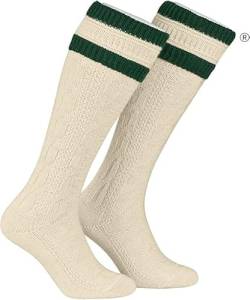 Cuir Craft Mens Traditional Bavarian Costume Socks Oktoberfest Knee High Cable Pattern Knit Trachtensocken Finest Cotton Socken (as3, numeric, numeric_41, numeric_42, regular, regular, Cream/Grün) von Cuir Craft