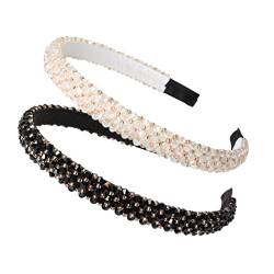 Cuizhiyu 2 Stück Kristall-Stirnbänder für Damen, Perlen-Stirnband, Mädchen, glänzend, rutschfest, glitzernd, Haarbänder von Cuizhiyu