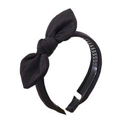 Make-up-Stirnband, einfarbig, gestreift, mit Schleife, gestrickt, Haarband, modisch, for Damen, breites Stirnband, HeadTwine Pink (Color : Black) von CukYi