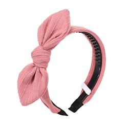 Make-up-Stirnband, einfarbig, gestreift, mit Schleife, gestrickt, Haarband, modisch, for Damen, breites Stirnband, HeadTwine Pink (Color : Pink) von CukYi