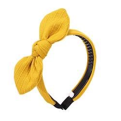 Make-up-Stirnband, einfarbig, gestreift, mit Schleife, gestrickt, Haarband, modisch, for Damen, breites Stirnband, HeadTwine Pink (Color : Yellow) von CukYi