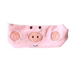 Make-up-Stirnband – schönes Cartoon-Schweinchen-Stoff-Haarband for Damen, weiches Stirnband, Haarreifen, Kopfbedeckung – Grau (Color : Pink) von CukYi
