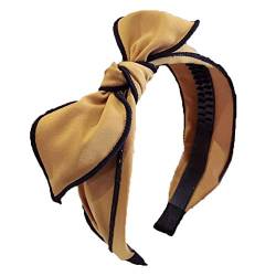 Make-up-Stirnband – süßes Damen-Haarband mit Schleife, einfarbig, breites Stoff-Stirnband, Party-Kopfband – Blau (Color : Yellow) von CukYi