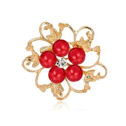 Culer Frauen-Legierung Brosche Blumen Brosche Perle Brust Pin Strass Mantel Brosche Bekleidungszubehör von Culer