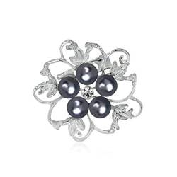 Culer Frauen-Legierung Brosche Blumen Brosche Perle Brust Pin Strass Mantel Brosche Bekleidungszubehör von Culer