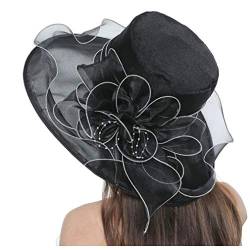 Culer Frauen's Organza Kirche Derby Fascinator Cap Kentucky Cocktail Tea Party Hochzeit Braut Blumen-Hut von Culer