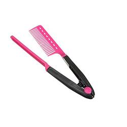 Haarglättungs Werkzeug Tragbare V Shaped Comb Salon Flach Kunststoff Kamm Friseur Styling-Werkzeug Kamm (Pink) von Culer