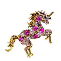 Legierungs-Brosche Vintage Brosche Pin Einhorn Chest Pin Strass Mantel Brosche Bekleidungszubehör von Culer