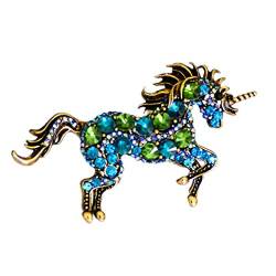 Legierungs-Brosche Vintage Brosche Pin Einhorn Chest Pin Strass Mantel Brosche Bekleidungszubehör von Culer