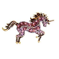 Legierungs-Brosche Vintage Brosche Pin Einhorn Chest Pin Strass Mantel Brosche Bekleidungszubehör von Culer