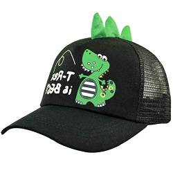 Unisex Kinder Baumwolle Baseball Cap Sun Cap Sport-Hut-Dinosaurier-Muster-Dome-Kappe Justierbarer Baseball-Mütze Trucker Caps Für Junge Mädchen (Schwarz) von Culer