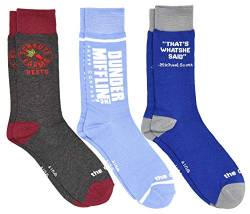 Culturefly The Office Dunder Mifflin Paper Compary Schrute Farms Men's Crew Socks 3 Pair Pack von Culture Fly